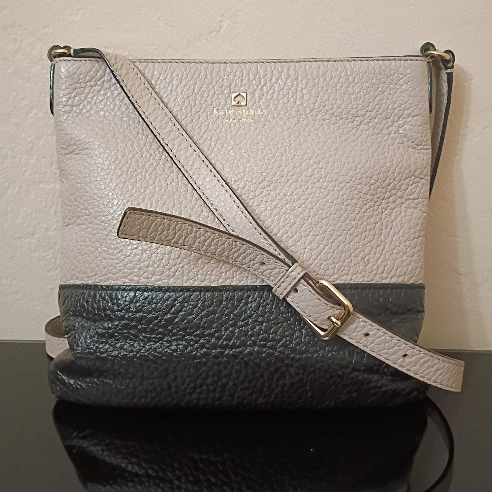Kate Spade Two-Tone Pebbled Leather Crossbody in Cream and Black